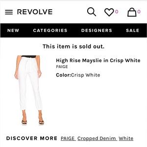 PAIGE Women's Mayslie Self Tie High Rise Expossed Buttons in Crisp White